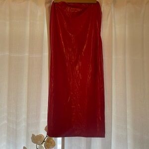 Faux latex red mini dress